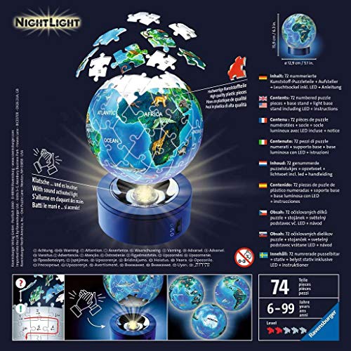 Ravensburger Erwachsenenpuzzle- Tierra en diseño, luz Nocturna. (Ravensburger Spieleverlag 11844) , color, modelo surtido