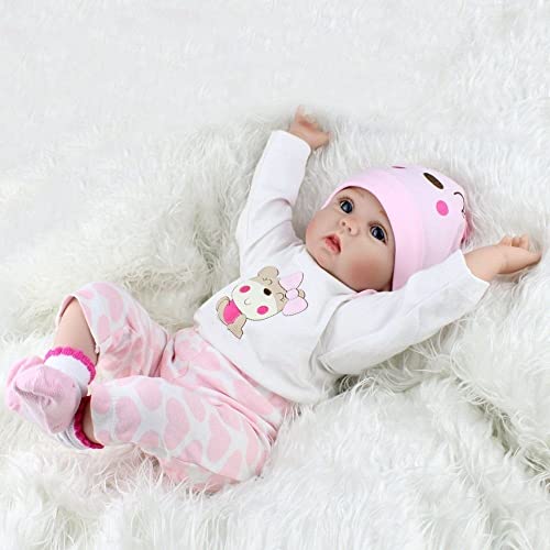 Realista Vinilo de Silicona Reborn Bebé 22 Recién Pulgadas Muñecos Bebé Recién Nacidos Niña Muñeca Regalo de Cumpleaños