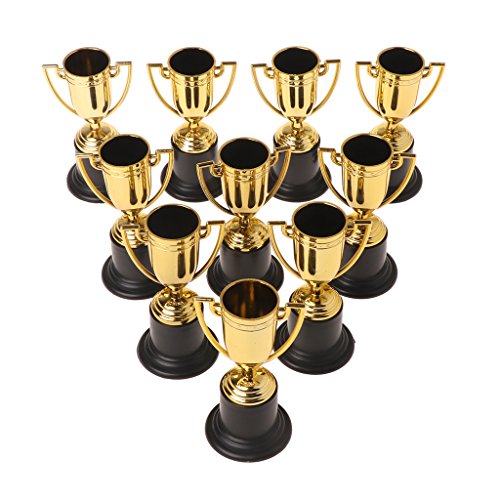 RK-HYTQWR 10Pieces Golden Cups Trofeo Ganador Deportivo Accesorios educativos Premios para niños Premios Juguetes, Mini Trofeo, Abs Seguro y Respetuoso con el Medio Ambiente