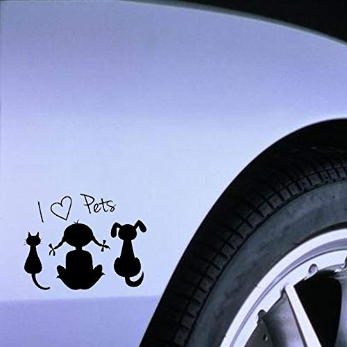 RUIRUI Calcomanía de vinilo con texto "I Love Pets Baby Girl Dog Cat Car Sticker 15,6 cm x 12,3 cm