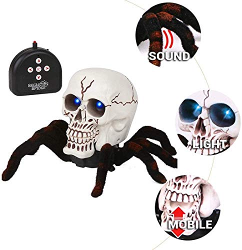 SKAJOWID Simulación De Control Remoto A Distancia De Araña, Truco Control Esqueleto Araña del Tarantula Horror Luz Aterradora Juguetes RC Animales De Halloween Juguete De Control Remoto
