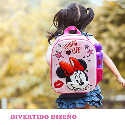 SKYLINE Set Mochila y Paraguas Tradicional, Minnie Mouse, Paraguas Infantil, Mochila Infantil para Niños, Poliéster, Vuelta al Cole, Ideal para Niños