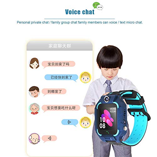 Smart Watch LBS Kids SmartWatches Baby Watch Reloj de Voz Impermeable Linterna Reloj con Selfie-CAM(Azul Negro)