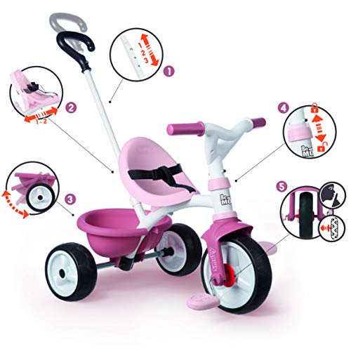 Smoby Triciclo Be Move de Metal, Evolutivo, Color Rosa, para Niños a Partir de 15 Meses-68 x 52 x 52 cm, (740332)