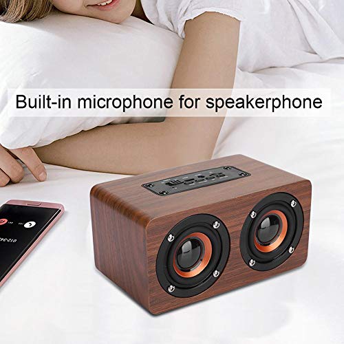 Socobeta Altavoz Altavoz Bluetooth Portátil Inalámbrico Bluetooth Altavoz Doble Micrófono de Madera Rojo Altavoz