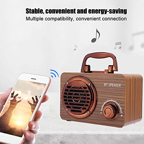 Socobeta Altavoz Bluetooth Vintage de Madera, Caja de Altavoz de computadora Inteligente portátil al Aire Libre para el hogar(Grano de Madera del Suelo)