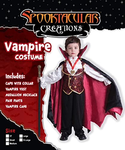 Spooktacular Creations Disfraz de Vampiro gótico de Lujo para niños, Regalos de Fiesta de Halloween, Vestir, Juego de rol y Cosplay (Rojo, Toddler)