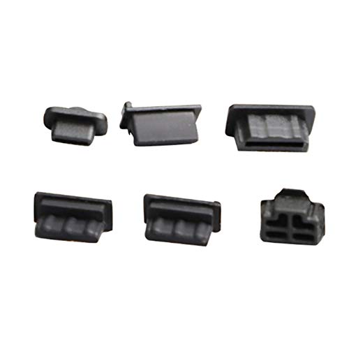 Sroomcla 6 Piezas de Caucho Negro Protectores Antipolvo de Silicona con Cubierta de Puerto USB para Proteger el Enchufe de protección de Productos electrónicos del Puerto de Datos richly