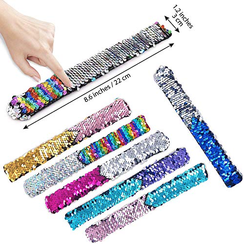 Sunshine smile Lentejuela Palmada Pulseras,Sirena Pulsera para Niñas,Pulseras Reversibles de Lentejuelas de Color,Lentejuelas mágicas Pulseras,Lentejuelas Pulseras Slap (A)