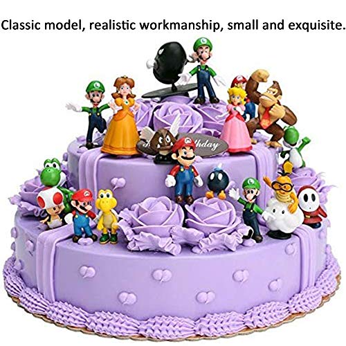 Super Mario Figures Decoración para Tartas de Juguetes Modelo Muñecas Decoraciones de Pastel Mejor Regalo para Niños PVC 18pcs