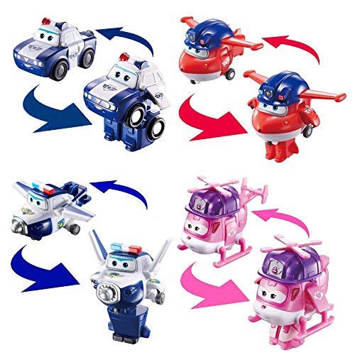 Super Wings Equipo de Rescate Jett, Paul, Kim y Dizzy Set Mini Transform