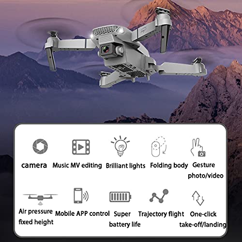 SWETIY Drone 4K, Ultraligero Y Plegable Drone Quadcopter, Despegue Con Una Tecla Y Aterrizaje Por Gravedad RTF,Ruta De Vuelo Personalizada, Drone Para Principiantes Con Modo Sin Cabeza, Gris,1 battery