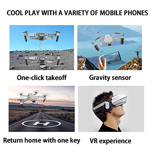 SWETIY Drone con Camara, Mini Drone con Camara 4K, Modo Sin Cabeza, Largo Tiempo De Vuelo 15 Minutos, Drone Plegable con FPV WiFi, Control De Gravedad, Fotografía De Gesto, Gris,3 Batteries