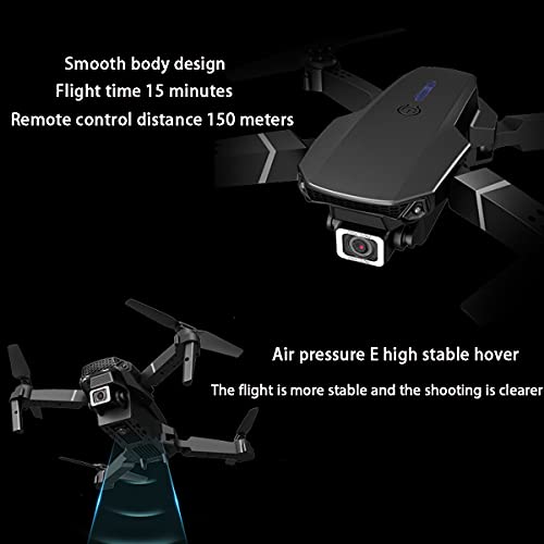 SWETIY Drone E88 Pro, Dron Ultraligero Y Portátil, G-Sensor, 3D Flip, Función De Hovering, Modo Sin ​Cabeza Una Tecla De Retorno Drone para Adultos con Bolsa Portátil, Gris 2 Baterías