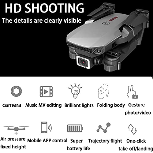 SWETIY Drone E88, RC Drone con Cámara 4K, Drone para Principiantes, Control De Gravedad, Función De Hovering, Modo Sin ​Cabeza, Ruta De Vuelo Personalizada, Volteos 3D, Gris 3 Baterías