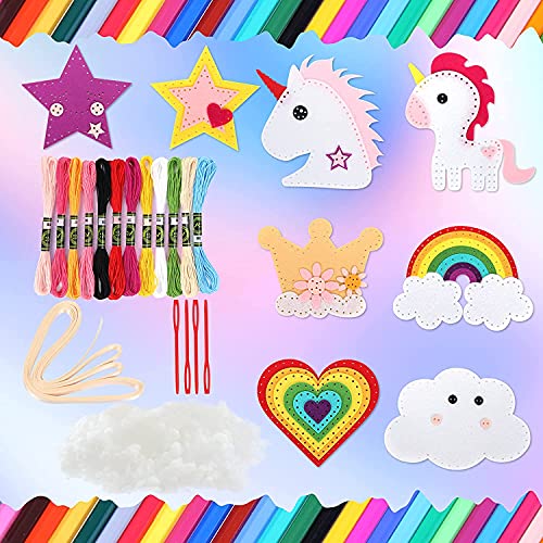 Tacobear Kit de Costura Niños Unicornio Costura Fieltro Manualidades Niños Cumpleaños Unicornio Creativo Regalo para Niños Niñas 4 5 6 7 8 9 Años