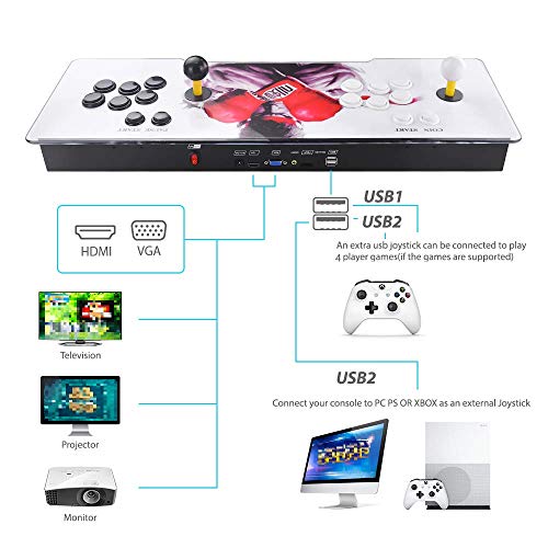 TAPDRA Classic Arcade Video Game Machine, 2 jugadores Pandora Box 6S Newest Home Arcade Console 2700 juegos todo en 1 (35 juegos 3D)
