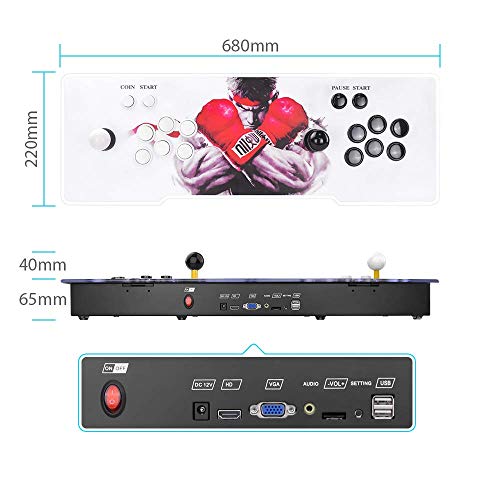 TAPDRA Classic Arcade Video Game Machine, 2 jugadores Pandora Box 6S Newest Home Arcade Console 2700 juegos todo en 1 (35 juegos 3D)