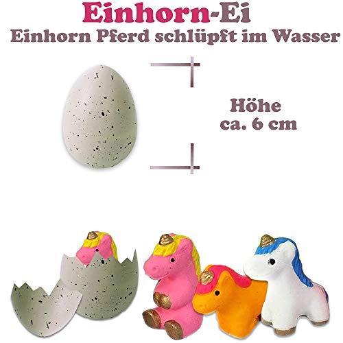 TE-Trend Juego de 6 huevos de unicornio, agua, dinosaurio, huevo, unicornio, huevo, unicornio, huevos de unicornio, huevos multicolor