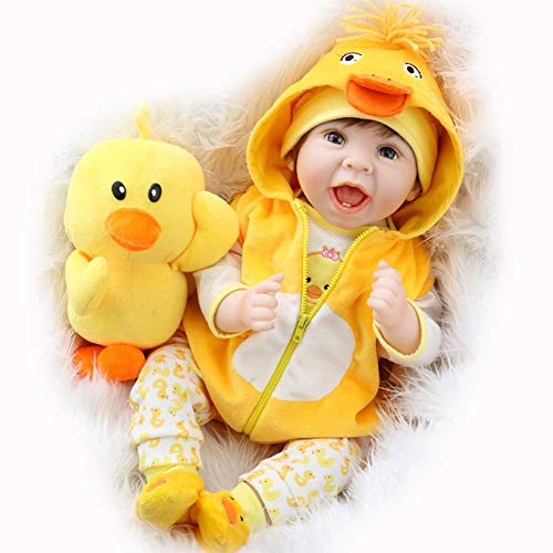 The Magic Toy Shop 22 pulgadas 55 CM nuevas adorables muñecas Reborn Sweet Baby Face Muñeca realista para bebés Cumpleaños para niños (ojos marrones) Bebés hechos a mano Juguetes realistas para niños
