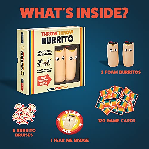 Throw Throw Burrito by Exploding Kittens - A Dodgeball Card Game - Family-Friendly Party Games - Card Games for Adults, Teens & Kids - Juego de cartas en Inglés