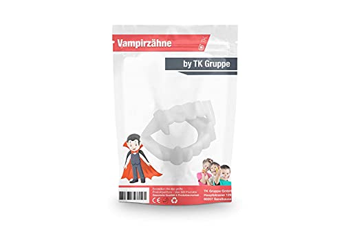TK Group Timo Klingler vampire bit - adecuado para niños - estable e inofensivo - dientes de vampiro Halloween Dracula vampire bit para sujetar (1 pieza)