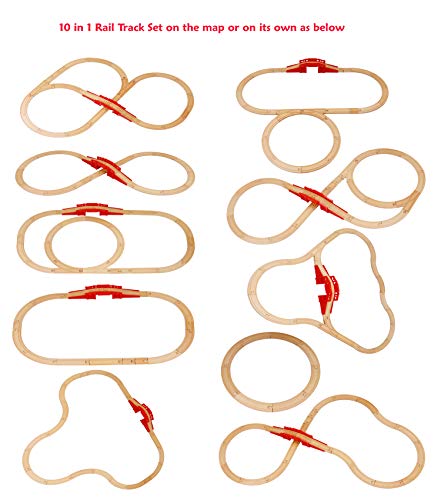 TOWO Circuit Train bois avec plan de la ville - Construction de la voie ferrée de Shinington Construction de bâtiments Jouets pour enfant de 3 ans Garçon Fille voiture train bois Cadeau 3 4 5 ans