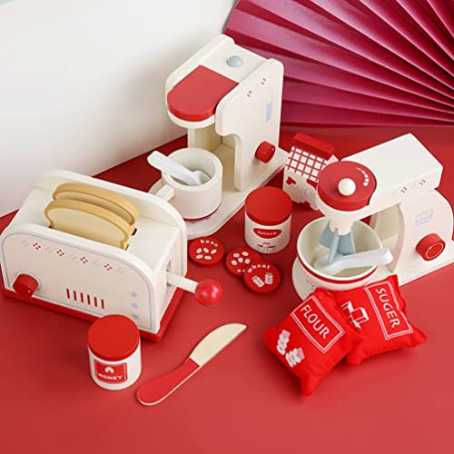 TOYANDONA Conjunto de Cafetera de Madera con Frijoles de Taza de Juguete Juego de Leche Juego de Cocina Pretend Accesorios de Pago Juguete Cognitivo para Niños para Niños Pequeños