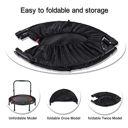 Trampolín portátil y Plegable de 100 cm, trampolín de Ejercicio físico con pasamanos de Espuma Ajustable, para Adultos, Interior y Exterior, Mini trampolín de Fitness, Carga máxima de 100 kg