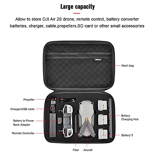 Ufilter Estuche de transporte Caja de almacenamiento Bolsa de viaje para Drone Accesorios Caja de viaje portátil para DJI Mavic Air 2S/Air 2 Fly More Combo Drone