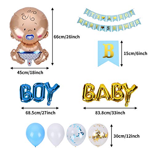Ulikey Baby Shower Decoración, Baby Shower Globos, Decoraciones Fiesta de Bienvenida de Bebé Niño Bandera It's A Boy, Accessorios Baby Shower (Boy)
