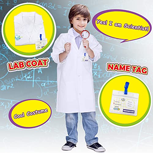 UNGLINGA Laboratorio de Química 30 Set de Experimentos Científicos Juguetes Educativos Regalo con Bata de Laboratorio para Niños 5 Años, Disfraces Juego de rol Stem Aprendizaje Fiesta de Navidad