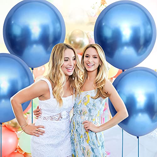 Unisun Globos metálicos de 45,7 cm, 10 globos de helio de color azul metálico grueso para cumpleaños, baby shower, boda, aniversario, festival, carnaval, decoración de fiesta (azul)