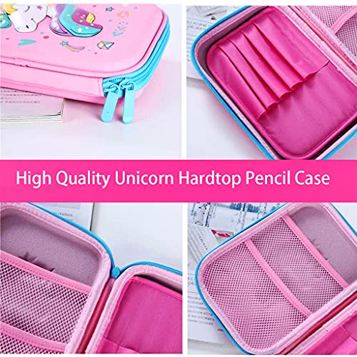 Wenlia Bolsas para lápices para niños, estuche rígido de unicornio, estuche antichoques, bolsa para lápices con cremallera, bonito papelería para niñas y niños