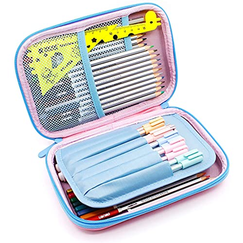 Wenlia Bolsas para lápices para niños, estuche rígido de unicornio, estuche antichoques, bolsa para lápices con cremallera, bonito papelería para niñas y niños