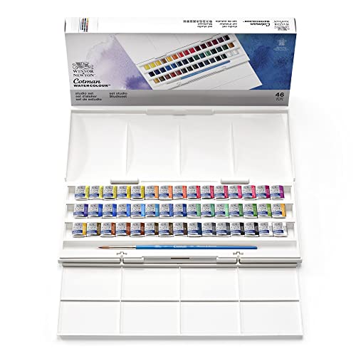 Winsor & Newton acuarela Cotman - Set de 45 medio godets de acuarela, colores surtidos