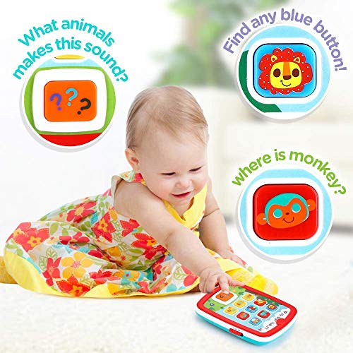 WISHTIME niños de 1 año, iPad para bebé de 6 a 12 18 Meses con música y luz, Juguete de Viaje con fácil ABC, números y Colores | Mi Primer Aprendizaje Tableta, Rosso (Hanji HL3121)