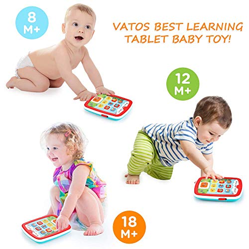 WISHTIME niños de 1 año, iPad para bebé de 6 a 12 18 Meses con música y luz, Juguete de Viaje con fácil ABC, números y Colores | Mi Primer Aprendizaje Tableta, Rosso (Hanji HL3121)