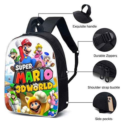 wopin Mochilas Super Mario HANEL-Mochila escolar para niños Mochila escolar Mario Mochila escolar de dibujos animados en 3D de Mario Bros para niños Estudiantes de primaria y secundaria