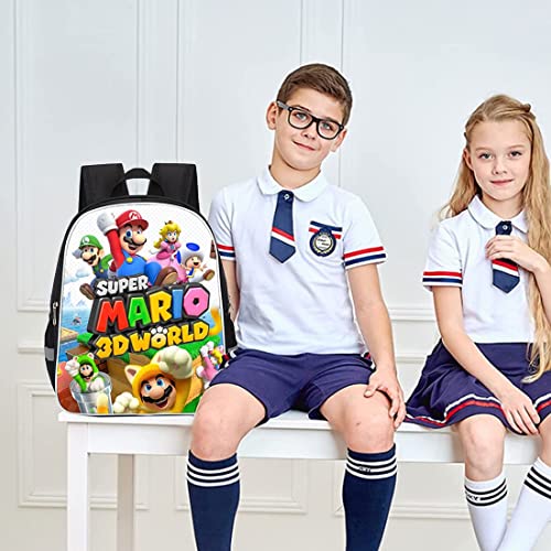wopin Mochilas Super Mario HANEL-Mochila escolar para niños Mochila escolar Mario Mochila escolar de dibujos animados en 3D de Mario Bros para niños Estudiantes de primaria y secundaria