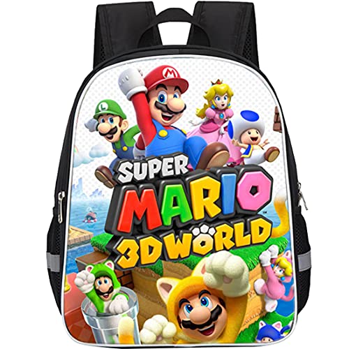 wopin Mochilas Super Mario HANEL-Mochila escolar para niños Mochila escolar Mario Mochila escolar de dibujos animados en 3D de Mario Bros para niños Estudiantes de primaria y secundaria