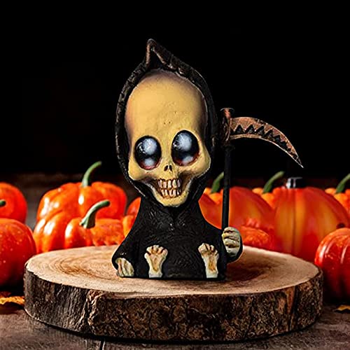 WYFX Grim Reaper Muñeca,2 Piezas Modelos muñeca Horror Prop,Resina Muerte Miniatura,Mini Grim Figuras con Scythe,Halloween Death Sculpture Home Desktop Decorations Decoraciones Hecho Mano