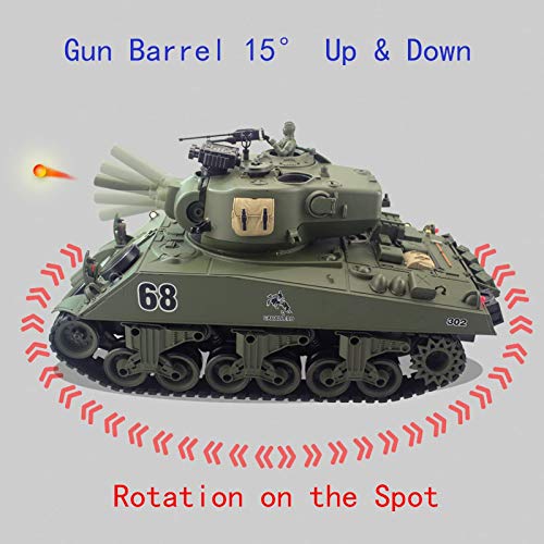 WZRY Tanque de Control Remoto, 2.4Ghz 15CH 1/20 Sherman M4A3 Main Battle RC Tank, con función de Disparo, That Shoot Airsoft para niños de 10 11 12 a 16 años de Edad, Regalo