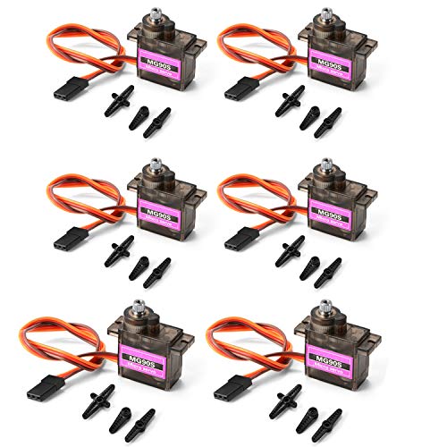 XTVTX 6 unids MG90S Micro servo 9G servo motor metal engranado micro servo motor 9G robot inteligente coche helicóptero avión barco