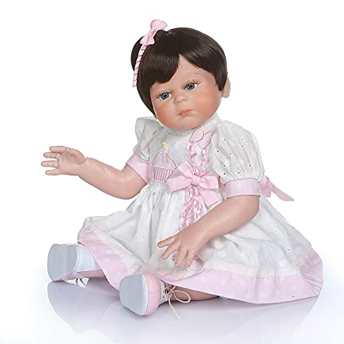 Xyfw 48 CM Reborn Baby Girl De Cuerpo Completo De Silicona Bebe Muñeca Reborn Muñecas De Juguete De Baño 100% Mano Detallada Paiting,Blue Eyes