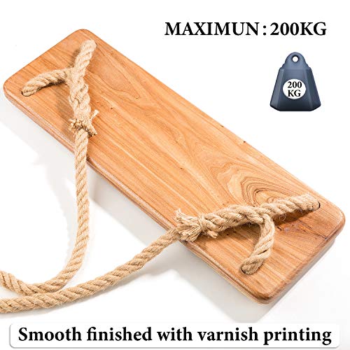 Yangbaga Columpio Infantil para Exterior / Interior Columpio Bebe Jardin,Columpio Madera para Niños y Adultos Ajustable,Correa para Columpio de árbol(2pcs) y Mosquetón