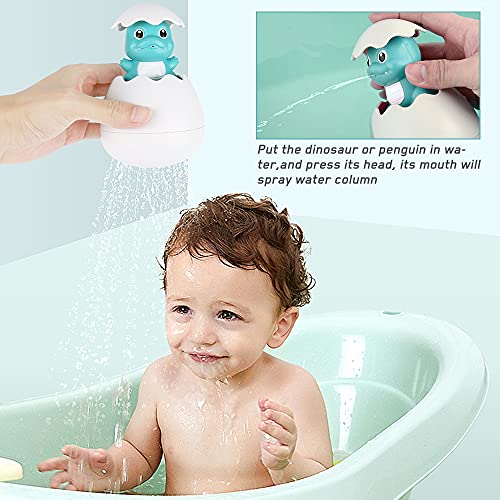 Yideng 2 juguetes de baño para bebés, huevos de dinosaurio + huevos de pingüino para incubar juguetes de baño para bebés, bola de baño de agua flotante, juguete para niños, bañera, hora del baño