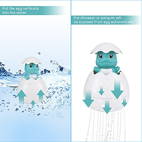 Yideng 2 juguetes de baño para bebés, huevos de dinosaurio + huevos de pingüino para incubar juguetes de baño para bebés, bola de baño de agua flotante, juguete para niños, bañera, hora del baño