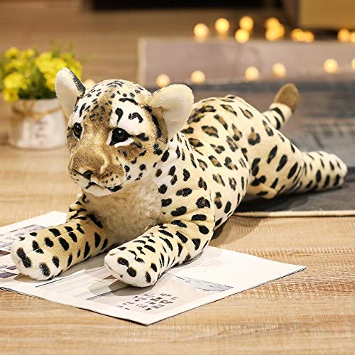 YMQKX 40-50-60cm Realista León Tigre Leopardo simulación Animales de Peluche Juguetes de Peluche de la Vida Real Mejor Regalo decoración Creativa 60cm Leopardo