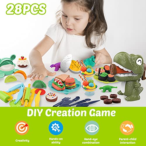 Yojoloin Herramientas Plastilina Play Dough Accesorios Niños 3 4 5 6 Años,Moldes Plastilina Manualidades Dinosaurio Extrusor Maquina de Plastilina,DIY Kitchen Creations Cortadores Set
